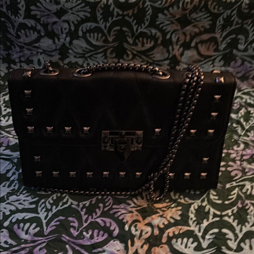 Studded Black Chain Shoulder Bag
